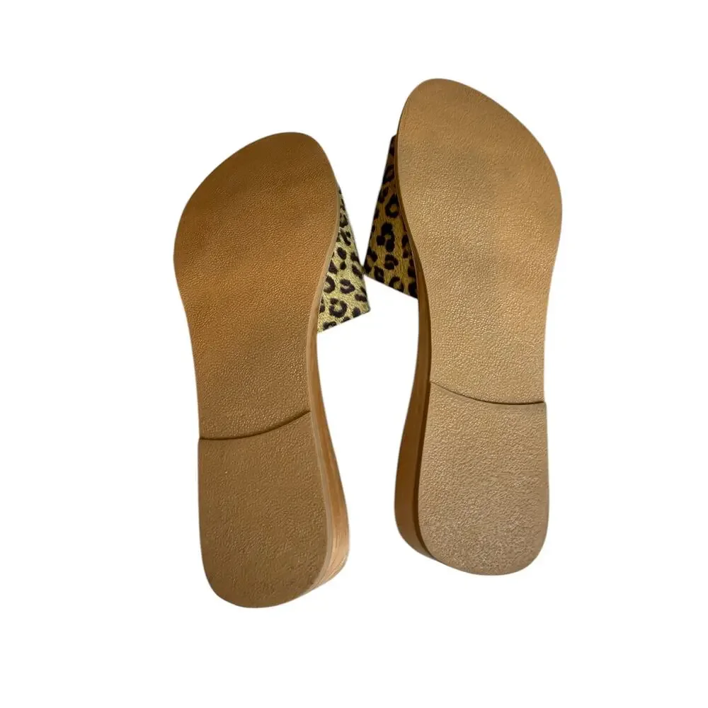 Beach by Matisse Tiki Low Wedge Calf Hair Slide Sandals 10